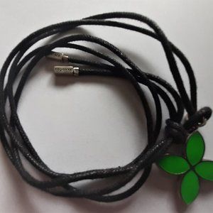 PANDORA Green Enamel Petal Pendant-RARE